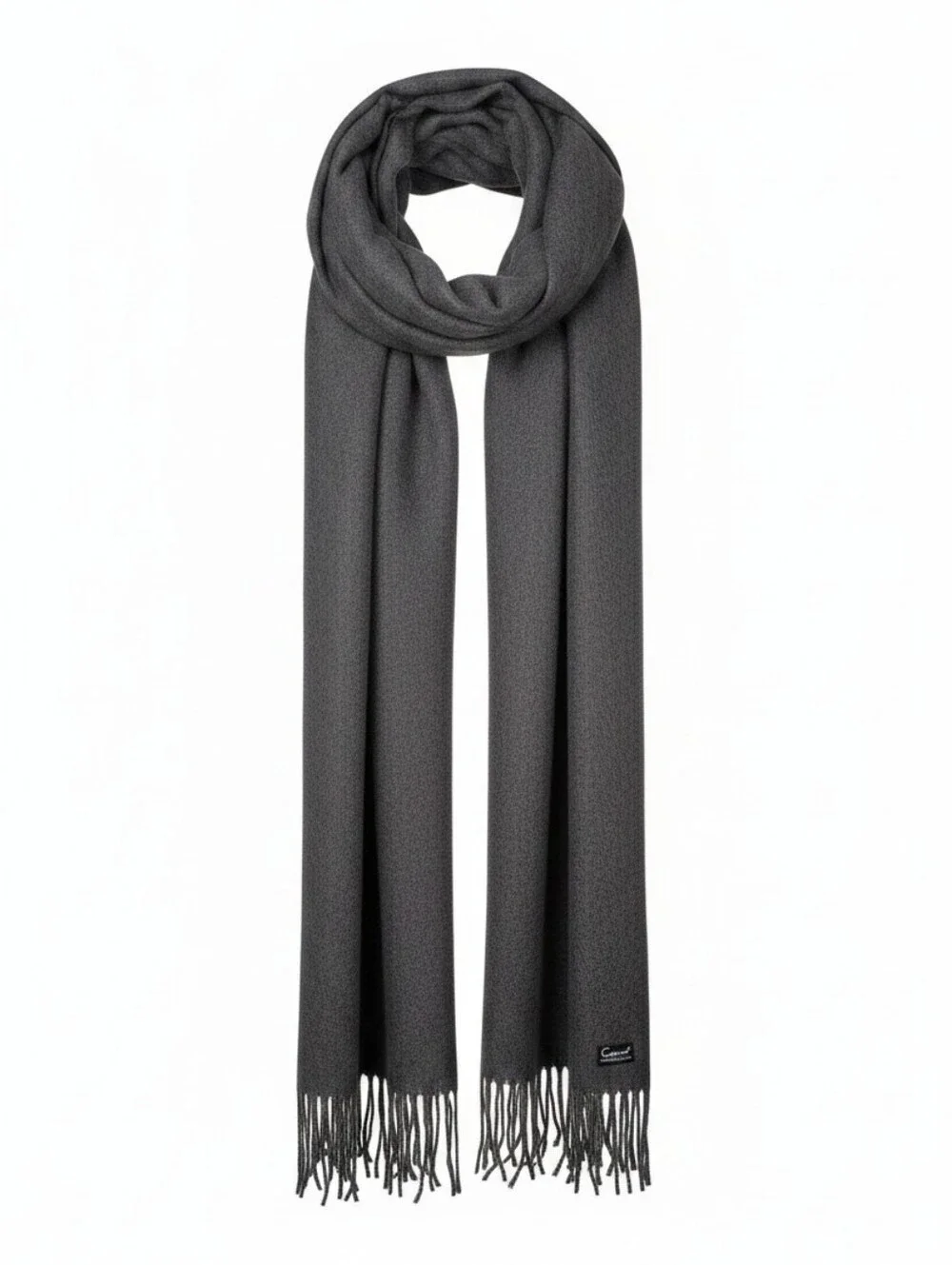 Cejon Gray Acrylic Scarf Made in Italy Soft Fringe Warm Winter Neck Wrap muffler